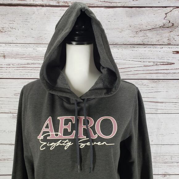 Aeropostale New Eighty Seven Gray Pullover Hoodie Size Medium - Picture 4 of 11